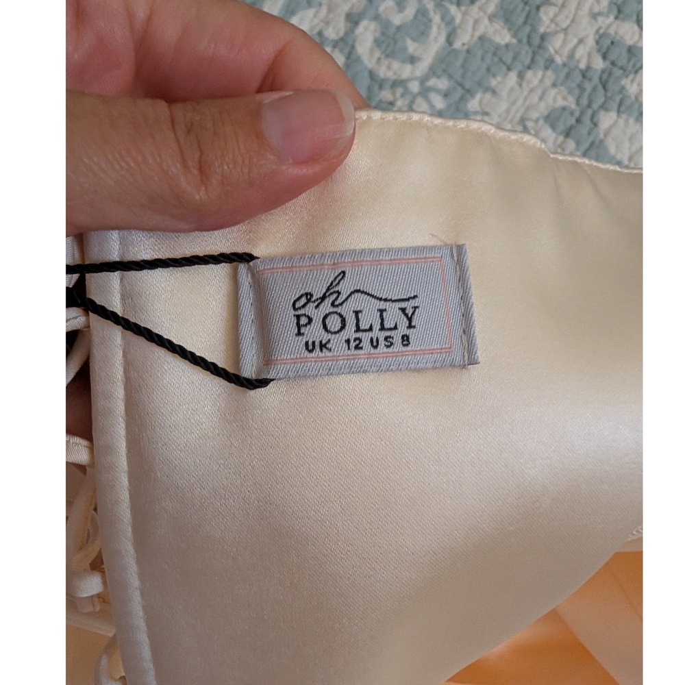 Oh Polly Anastasia Ivory Draped Halterneck Satin Mini Dress US 8 NEW Bride - Picture 8 of 8